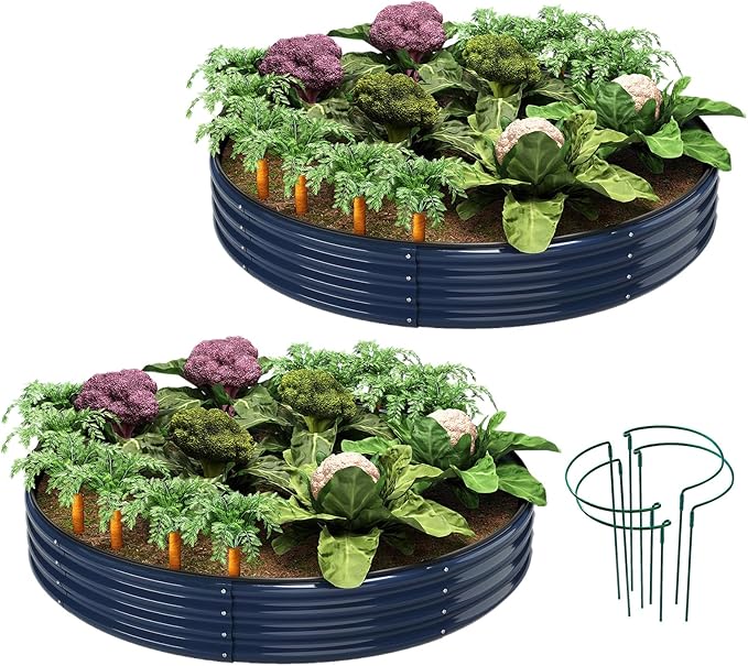 Galvanized Metal Planter Raised Garden Bed Kit for Gardening Outdoor Garden Box Raised Flower Bed 2PC Blue 3X3X1FT ZFHgarden