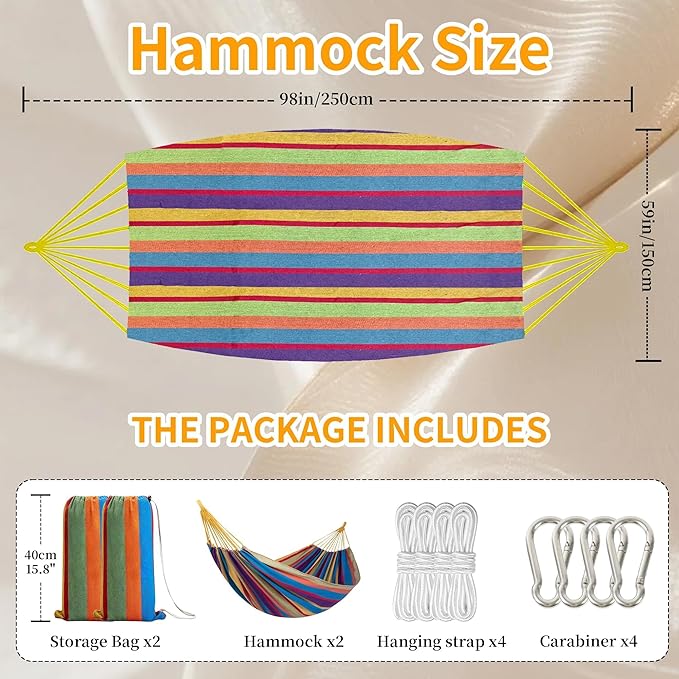 2Pack Hammocks |Camping Hammock | Portable Outdoor Hammock Set | for Hiking, Backpacking and Camping | (Blue Stripe and Blue Stripe) LAZYTAIL