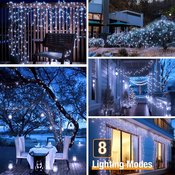 btfarm 8 Pack Solar String Lights Outdoor, Total 640LED 264FT Solar Fairy Lights Waterproof 8 Modes, Copper Wire Twinkle Lights Solar for Outside Garden Patio Tree Xmas Wedding Party Decor, Cool White btfarmdecorativelighting