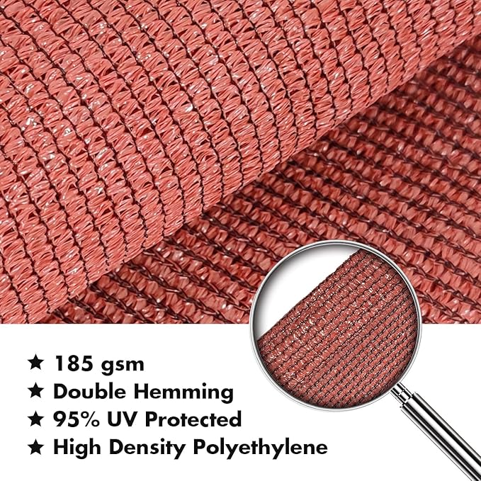 KANAGAWA 14'X14' Rust Red Custom Size Sun Shade Sail Square UV Block Canopy Cover for Patio Backyard Lawn Garden Outdoor (Customized Available) KANAGAWA