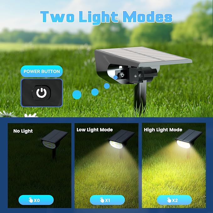 Solar Spot Lights Outdoor IP68 Waterproof, Ultra-Bright Performance，Simple Modes for Easier Operation, Auto On/Off，Solar Powered Landscape Lights for Garden, Yard, Pathway (Warm White, 6 Pack) Home