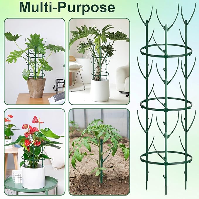 18 Pcs Plant Support Stakes & Plant Cage Support Rings, Plant Supports for Indoor Plants, Stackable Plant Holder Stick, Small Plants Potted Plants Flower Other Climbing Plants (6.4 "Wide X 11" High) VACONICO