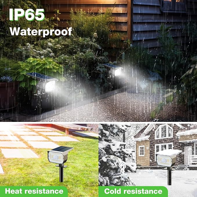 nipify 1 Pack Solar Lights Outdoor Waterproof, Motion Sensor Spot Lights 3 Modes Solar Powered Spotlights 2-in-1 Auto On/Off Landscape Lighting for Outside Yard Wall Garden, Cool White Nipify