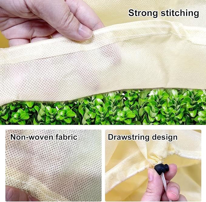 4 Pcs Rectangular Planter Box Cover Freeze Protection, Flower Box Covers Winter Frost Blanket with Drawstring for Outdoor Plants Balcony Windowsill Raised Beds(39.3x17.7x15.7 Inch) HFYZZ