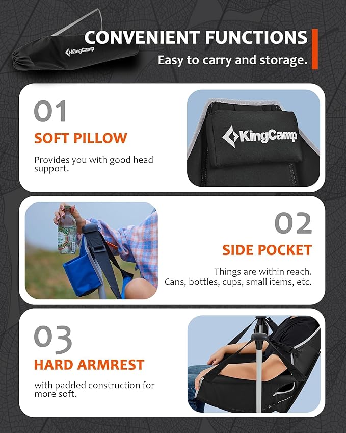 KingCamp Hammock Chair with Footrest – Heavy Duty Swinging Rocking Camping Chairs for Adults up to 400lbs, Folding Portable Oversized Rocker with Cup Holder & Pillow for Outdoor Beach Lawn RV Sports KingCamp