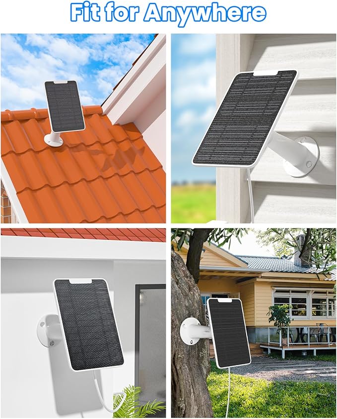 5W Arlo Solar Panel Charger Compatible with Arlo Essential Spotlight/XL Spotlight Camera, Arlo Essential Solar Panel Charger w/ 10ft Waterproof Micro USB Charging Cable, Adjustable Wall Mount, 2 Pack FOHOA