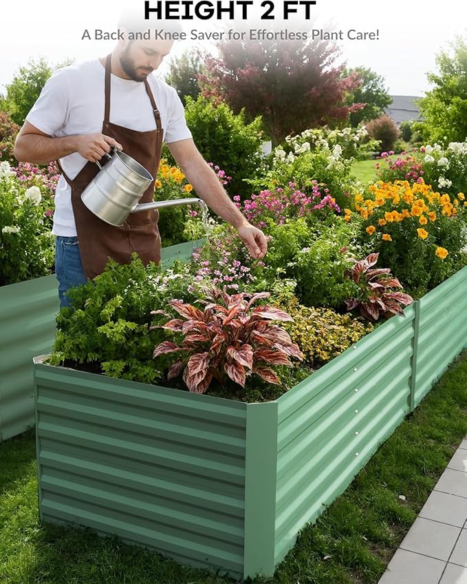 Garvee 2PCS 8x4x2ft Galvanized Raised Garden Bed Outdoor,Rust-Resistant Raised Garden Beds for Gardening, Easy Assembly Outdoor Garden Box & Planters Garvee