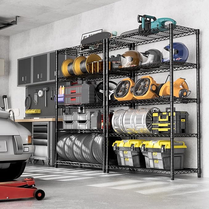 1750 lbs Steel Storage Shelving 5-Tier Utility Shelving Unit Steel Organizer Wire Rack for Home,Kitchen,Office,Garage, 1750 LBS Capacity 17.7" D x 47.2" W x 72.3" H MEIGAOPLASTICANDMETALHKCOLIMITED