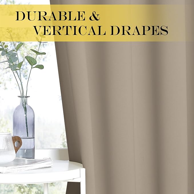 NICETOWN Blackout Sliding Glass Door Curtains, Room Darkening Thermal Insulated Curtains for Living Room Bedroom, Extra Wide Window Drapes, 1 Panel, W80 x L118, Taupe NICETOWN
