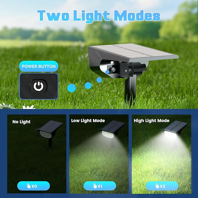 Solar Spot Lights Outdoor IP68 Waterproof, Ultra-Bright Performance，Simple Modes for Easier Operation, Auto On/Off，Solar Powered Landscape Lights for Garden, Yard, Pathway (Cool White, 4 Pack) Home