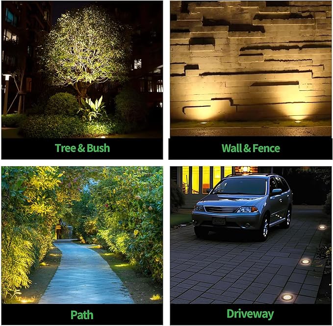 Ground Well Lights, Landscape LED Low Voltage Inground Lights, Outdoor Waterproof IP67, 12V Wired Aluminum ORB for Backyard Wall 6W 580LM 8 Pack Varmtalys