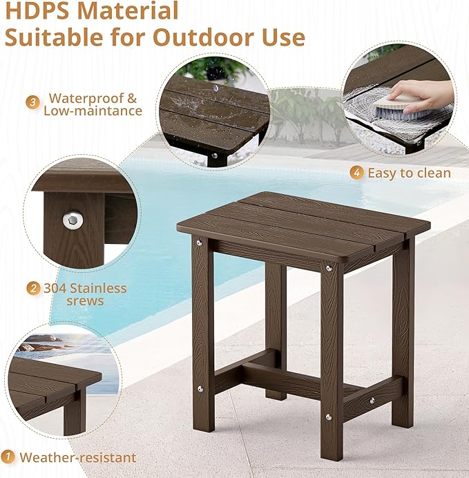 LUE BONA Outdoor Rocking Chairs Set, 3-Piece, Poly Porch Rockers with Table, Plastic Weather Resistant Rocking Chair Set for Outdoor Indoor, Garden, Backyard, 350lb, Brown, Chairs+Table LUEBONA