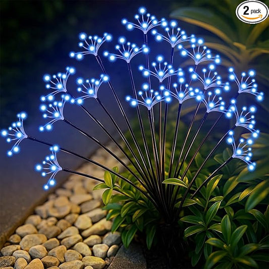 Solar Garden Lights 2 Pack Waterproof Solar Swaying Starburst Light Outdoor Lights for Yard Patio Walkway Pathway Party Wedding Christmas Decorative, Blue Yaafen