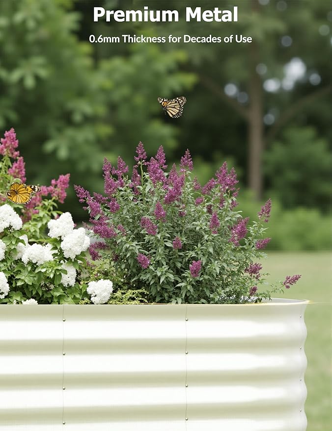 GarveeLife 2 Pcs Raised Garden Beds Outdoor 6x3x2 ft - Galvanized Steel Planter Box for Vegetables, Flowers, Rust-Resistant, Easy Assembly Raised Beds, Durable Planters for Outdoor Plants, Beige GarveeLife