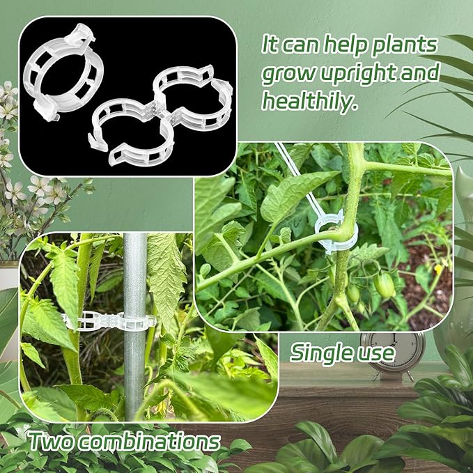 OJYUDD 400 Pcs White Plant Support Garden Clips,Plastic Tomato Vine Clips,Secured Climbing Plant Clip for Flower Vine Grape Twine Orchid OJYUDD