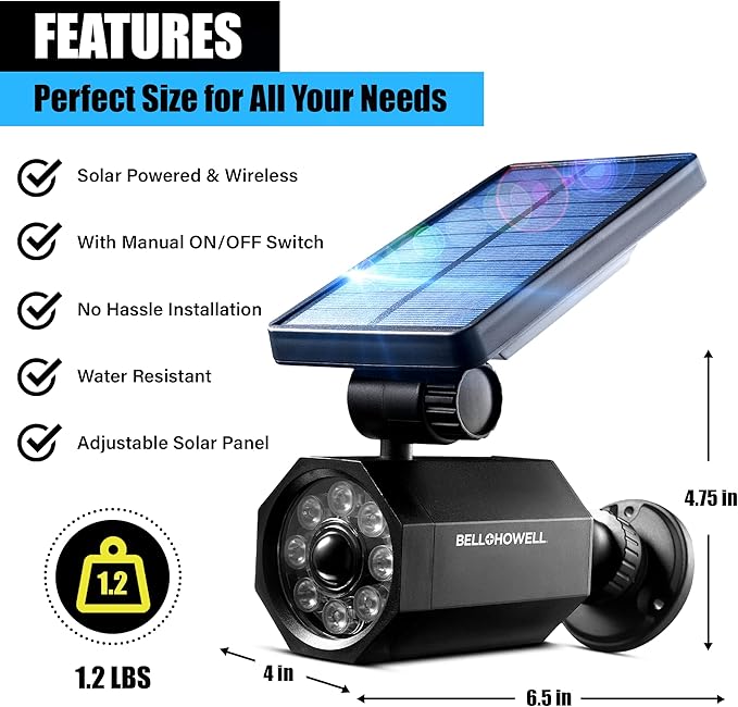 Bell+Howell Bionic Spotlight Motion Solar Spot Lights Outdoor Waterproof, Landscape Lights, Outdoor Solar Yard Lights Weather Resistant, Super Bright LED Lights, for Garden, Lawn As Seen On TV BellHowell