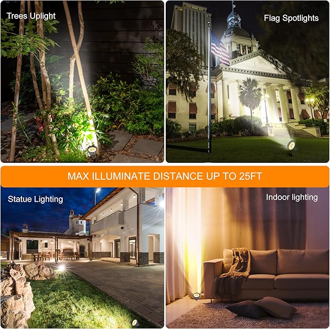 SUNLONG Solar Spotlights Outdoor Waterproof Bright Solar Wall Lights Led Security Flood Light Solar Powered for Flag Patio Front Door Driveways-Automatically Activates at Dusk to Dawn (Warm White) MakeYournightBrightandWarm