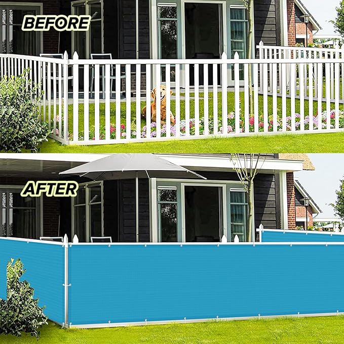 LOVE STORY 3'x10' Turquoise Blue Balcony Screen Privacy Fence Cover -Mesh Privacy Screen UV Protection Weather-Resistant 3 FT Height Shield for Deck, Patio, Backyard, Outdoor Pool, Porch, Railing LOVESTORY