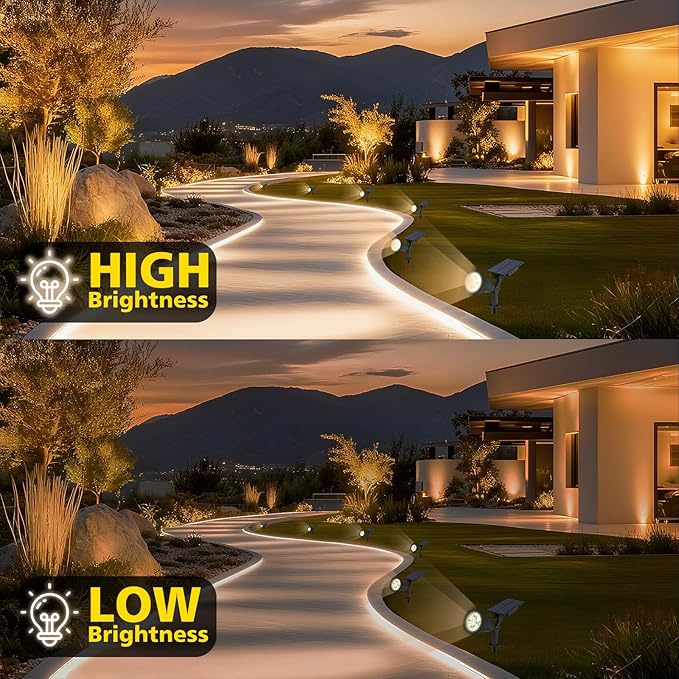 T-SUN Solar Spotlights, Christmas Solar Lights Outdoor, Auto-ON/Off 180°Angle Adjustable Solar Lights for Tree, Patio, Yard, Garden, Driveway, Pool Area (Natural White-2Pack) T-SUN