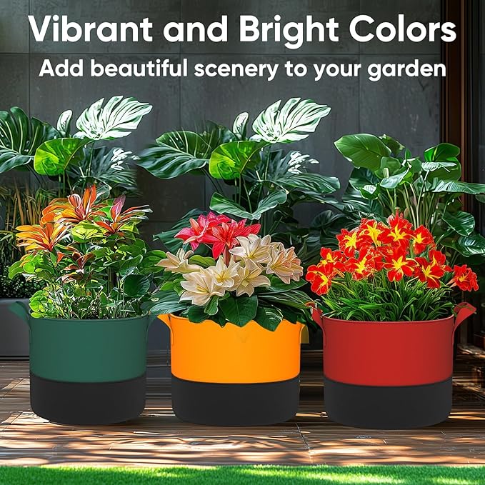 6-Pack 20 Gallon Grow Bags - 350G Heavy Duty Thickened Colorful Potato Grow Bags with Handles, Felt Nonwoven Garden Fabric Bags Gardening Pots for Vegetable Fruit Flowers Herbs Tomato Growing RVZHI