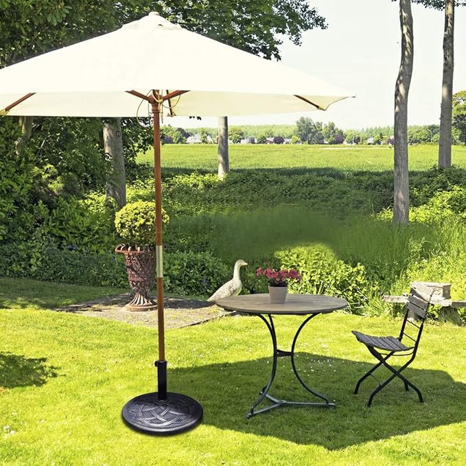 Giantex 43lbs Patio Market Umbrella Base, Heavy Duty Outdoor Stand, Cast Iron Umbrella Holder for Garden Beach, Classic Round Umbrella Standing Deck Porch Giantex