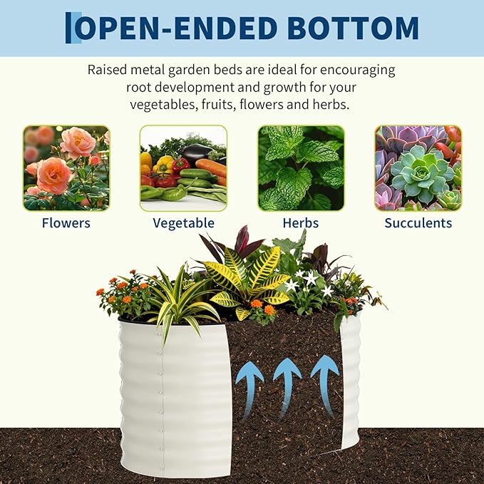 Garvee 2 Pack Galvanized Raised Garden Beds - 4x2x2ft Planter Box for Vegetables, Flowers, Rust-Resistant Garden Box, Easy Assembly Raised Beds, Durable Planters for Outdoor Plants, Beige Garvee