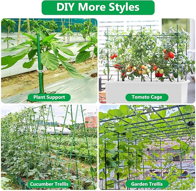 Lezmarket 36 Pack Garden Stakes(16" Each), Plant Support Stakes, DIY 4ft 5ft 6ft 7ft Sturdy Fiberglass Plant Sticks Support Garden Trellis for Growing Climbing Tomato Vegetables Flowers Lezmarket