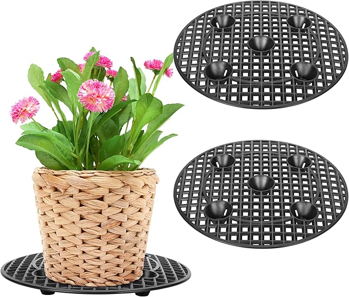 moonoom 2 Pieces Plant Level Pot Elevator-12 Inch Diameter Big Plant Stands ,Heavy Planter Holder Potted Plant Stand for Deck or Patio moonoom