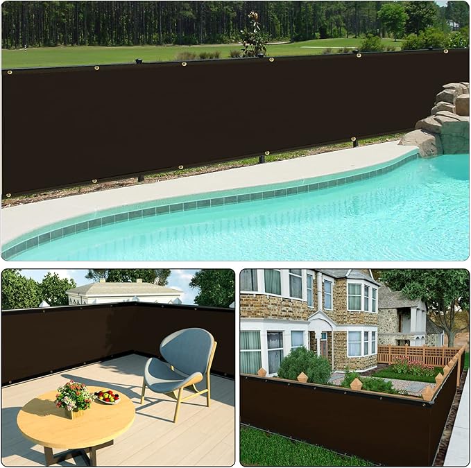 UPGRADE Privacy Screen Fence 5' x 50' Commercial Shade Cover with Brass Grommets Heavy Duty Perfect for Outdoor Back Yard-Mocha, Customizable UPGRADE