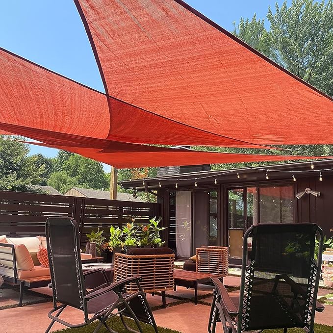 LOVE STORY Custom Size 9'x9'x9' Terra Red Sun Shade Sail Triangle Sunshade Fabric Awning Canopy for Patio Backyard Carport Pergola (Customized) LOVESTORY