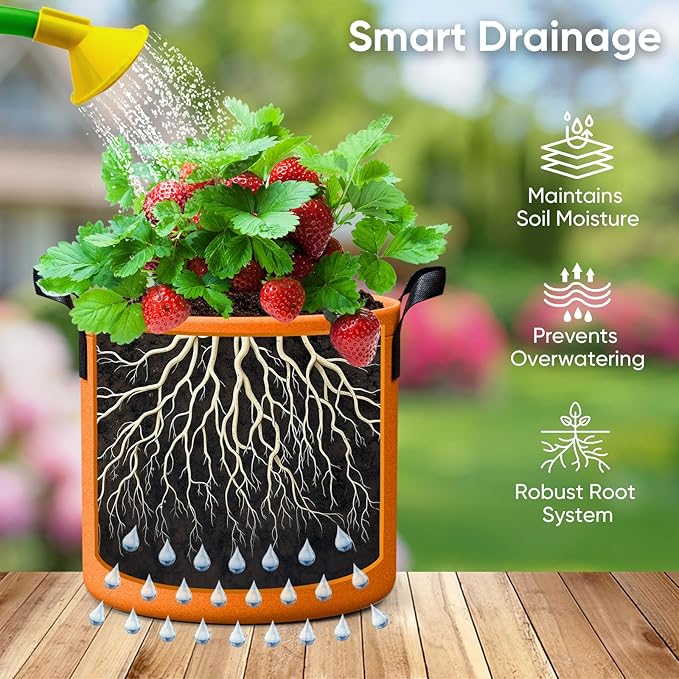 10 Gallon Potato Grow Bags - 6 Pack 350g Heavy Duty Thick Aeration Nonwoven Fabric Pots with Handles, Potatoes Grow Bags 10 Gal with Flap, Garden Bags for Growing Potatoes Plant Vegetables Flower RVZHI