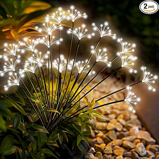 Solar Garden Lights 2 Pack Waterproof Swaying Starburst Light Solar Outdoor Lights for Yard Patio Walkway Pathway Party Wedding Decoration, Unique Gifts for Women, White Slyuexu