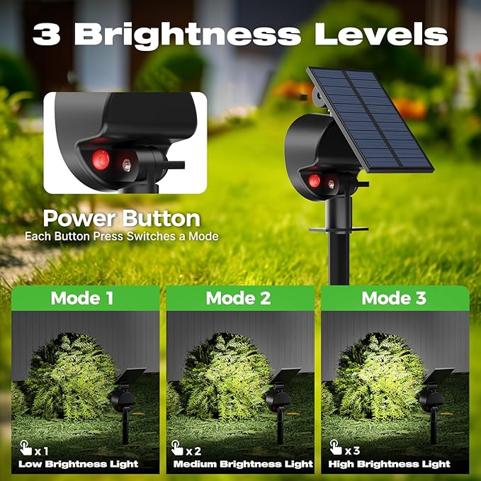 nipify 2 Pack Solar Spot Lights Outdoor Waterproof with 3 Modes, Solar Spotlight Light for Outside Yard Landscape Lighting Pathway Lights Wall, Cool White Nipify