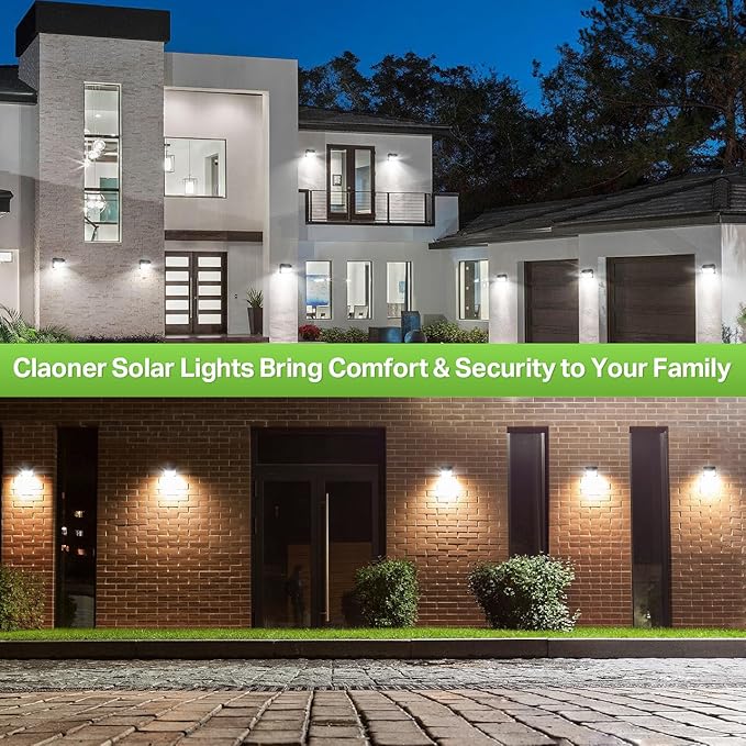 CLAONER Solar Lights Outdoor [𝟖 𝐏𝐚𝐜𝐤/126 LED], Wireless Motion Sensor Lights, IP65 Waterproof Security Lights 3 Modes, 270° Lighting Angle, Ultra-Bright Wall Lights for Deck Patio Fence Garage Claoner