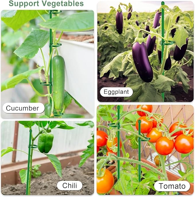 Plant Stakes 17 inch SupKing Support Stick Orchid Stakes with Clips 10Pcs Garden Plant Poles Extended to 3/4/5ft for Indoor Outdoor Potted Tomato Rose Amaryllis Vegetables Monstera Comes with 20 Ties SupKing