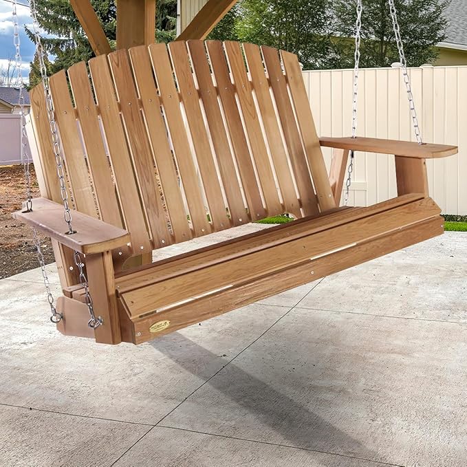 All Things Cedar PS50 Adirondack Outdoor Swing | 4-ft Cedar Porch Swing | Unmatched Craftsmanship, Durable Garden Swing | Spacious Seat, Compatible with A-Frame and Pergola Arbor | 52x24x35 AllThingsCedar