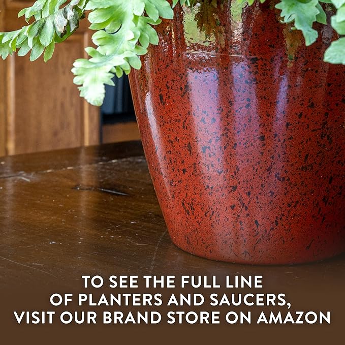 Classic Home and Garden Vogue Planter Pots w/Pottery Quality Finish - Modern Indoor & Outdoor Flower Pots - UV-Resistant Porch Planters - Decorative Pot for Flowers & Herbs (8” Lava Red) ClassicHomeandGarden