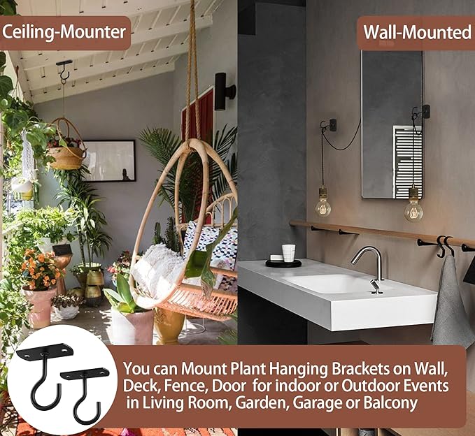 4Pack 2.5in Ceiling Hooks for Hanging Plants Black QualityEfficiency