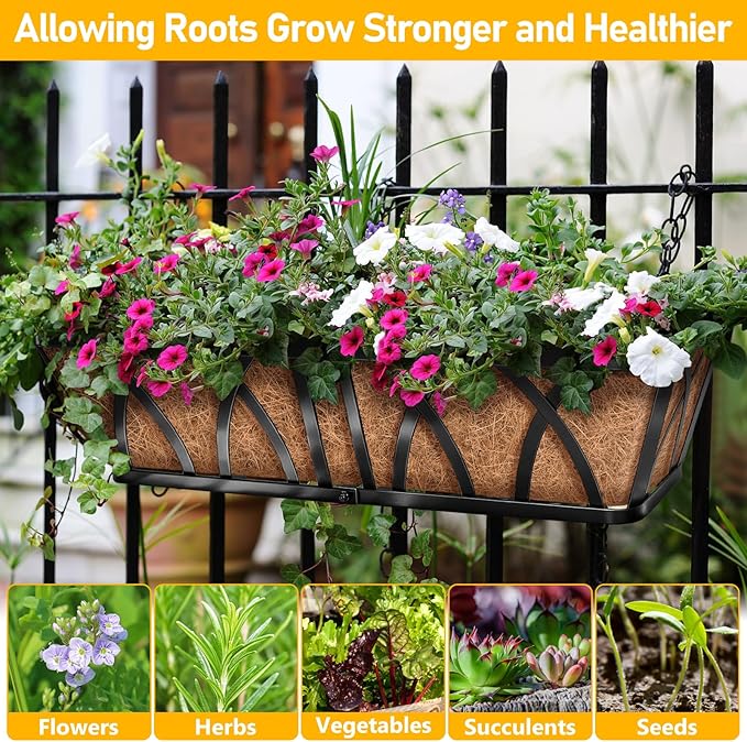 Riare 2 Pack 30 Inch Rectangle Coconut Liners for Planters, Natural Coconut Fiber Planter Liners, Window Box Liner Trough Coco Liner for Outdoor Flower, Garden Wall, Deck & Fence Planter Boxes Riare