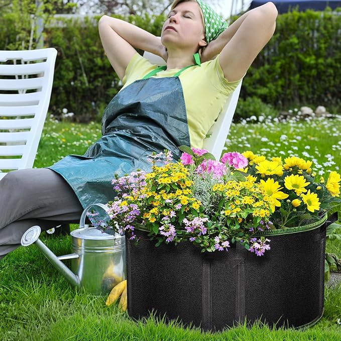 50 Gallon Large Grow Bags 3 Pack - 320G Thickened Nonwoven Aeration Planter with Reinforced Handles, Heavy Duty Black Cloth Pots for Garden Outdoor Large Plants Vegetables Flowers Createagardenyoulove
