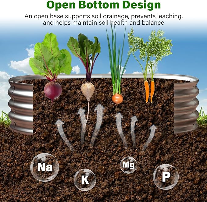 Galvanized Raised Garden Bed for Outdoor: 4X2X1ft Durable Metal Vegetable Plant Container Kit - Oval Planter Box for Gardening Flower Trough （2 Pack） Rootora