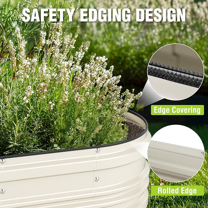 WORKPRO 4x2x1ft Galvanized Raised Garden Bed Set, Rust & Corrosion Protection, Easy Assembly, Safe Edge, Ideal for Vegetables & Flowers, White WORKPRO