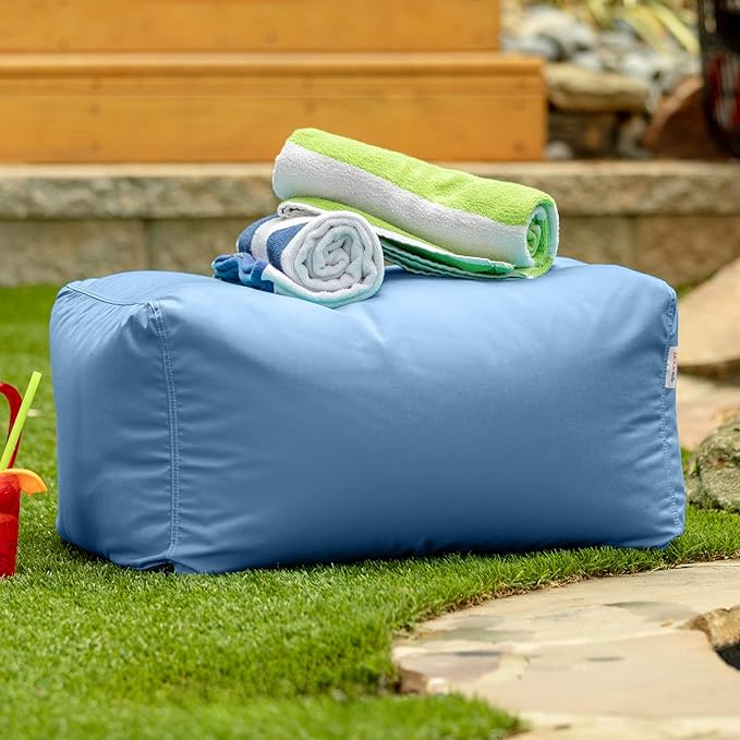 Jaxx Leon Outdoor Bean Bag Ottoman, Ocean Blue Jaxx