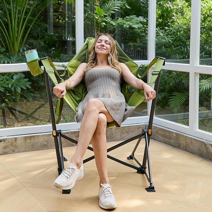 TIMBER RIDGE Hammock Camping Chair with Adjustable Backrest, Heavy Duty Folding Hammock Chair Supports 300lbs, Portable Hammock Chair for Camping, Travelling and Patio, Green TIMBERRIDGE