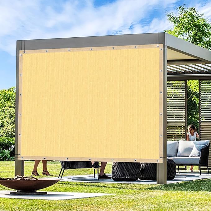 Artpuch Outdoor Pergola Shade Cover 7x22 FT Sun Shade Cloth with Grommets Sand 90% UV Protection Canopy Patio Privacy Screen (Customized Available) Artpuch