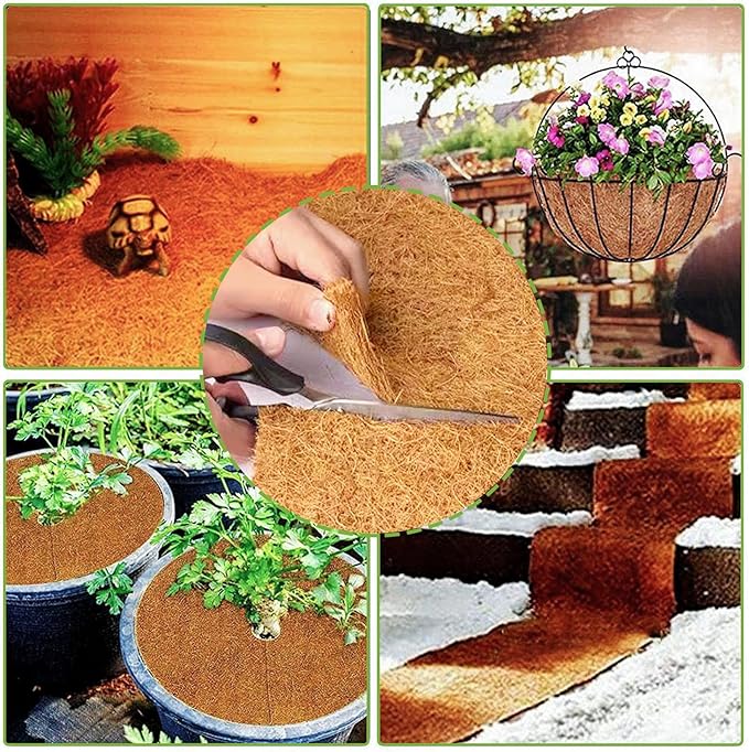 14x100 Inch Coconut Liner Roll for Planters Flower Basket Natural Coco Fiber Liners for Indoor & Outdoor Plants DIY Coir Fibre Mat Sheet for Animal Pet Pad Reptile Carpet Garden Decor KarlliuHOMEGARDEN