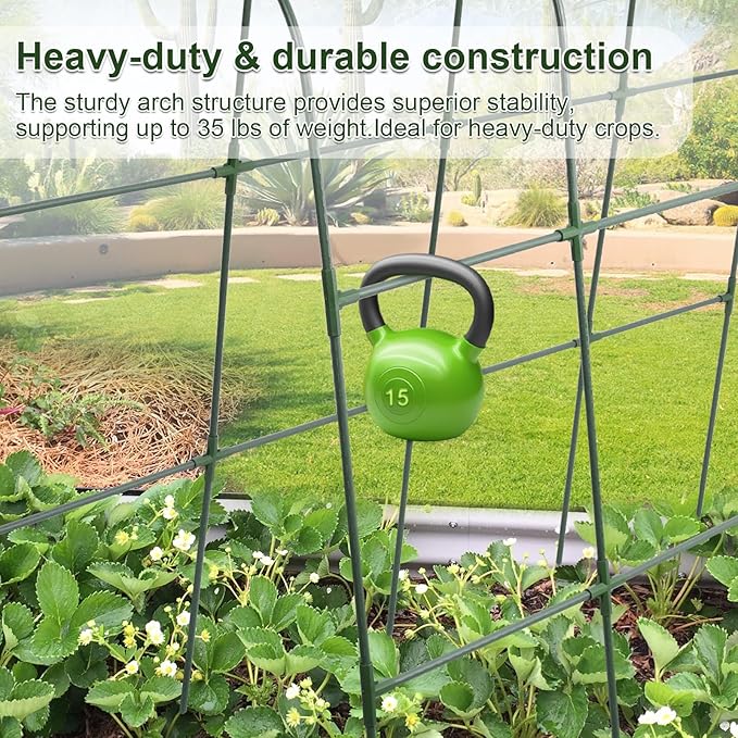 Cucumber Trellis for Raised Bed,U-Shape Garden Trellis for Climbing Plants Outdoor, Metal Arch Trellis for Vegetables, Plant Support for Vine,Tomato, Pea (Green, 49.6" L×30" W×47.2" H) iGreely