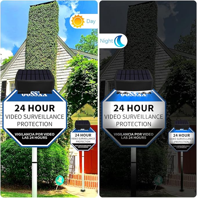 (Set of 2) Solar Power Deck LED Light Clip-On Yard Security Sign Spotlight (Large Capacity Battery, Max14 Hours Working) OOSSXX