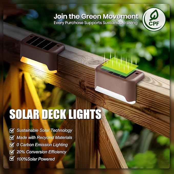 SOLPEX Solar Deck Lights Outdoor 16 Pack, Solar Step Lights Waterproof Led Solar lights for Outdoor Stairs, Step , Fence, Yard, Patio, and Pathway(Warm White) Solpex