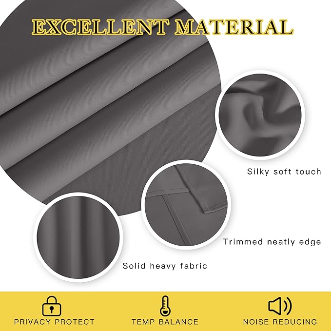 NICETOWN Grey Blackout Curtain 84 inches Long for Bedroom - Thermal Insulated Window Treatment with Grommet Room Darkening Thermal Insulated Panel for Living Room, W52 x L84, 1 Panel NICETOWN